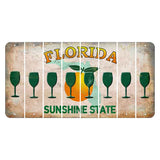 Florida Citrus Orange Cut License Plate Strips (Set of 8) Wine Glass