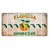 Florida Citrus Orange Cut License Plate Strips (Set of 8) State Silhouette