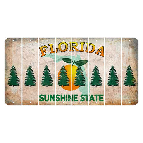 Florida Citrus Orange Cut License Plate Strips (Set of 8) Pine Tree