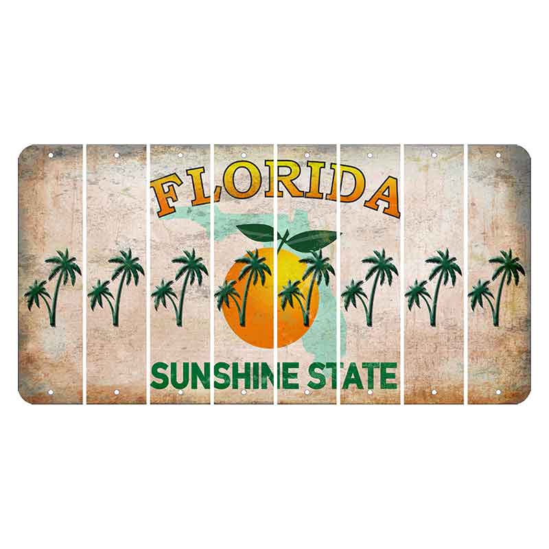Florida Citrus Orange Cut License Plate Strips (Set of 8) Palm Trees