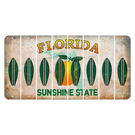 Florida Citrus Orange Cut License Plate Strips (Set of 8) Surfboard