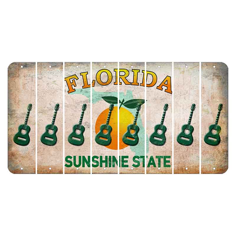 Florida Citrus Orange Cut License Plate Strips (Set of 8) Guitar