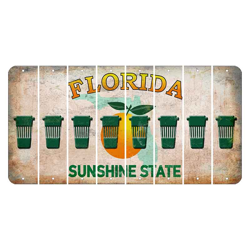 Florida Citrus Orange Cut License Plate Strips (Set of 8) Latte
