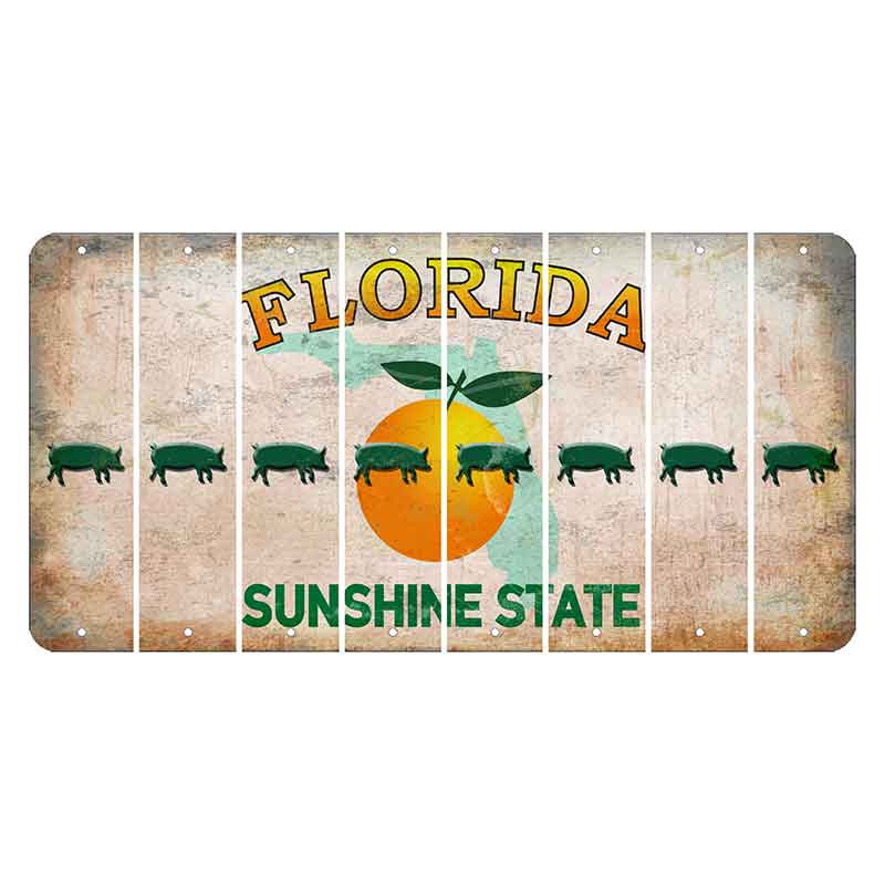 Florida Citrus Orange Cut License Plate Strips (Set of 8) Pig