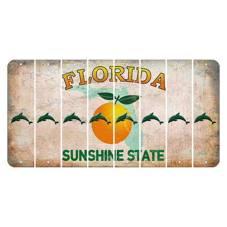 Florida Citrus Orange Cut License Plate Strips (Set of 8) Dolphin