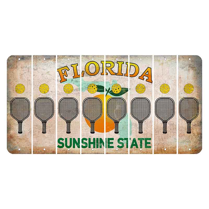 Florida Citrus Orange Cut License Plate Strips (Set of 8) Pickleball