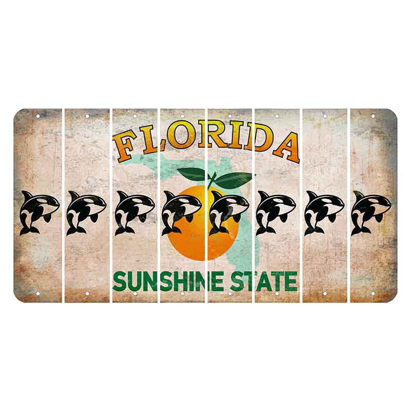 Florida Citrus Orange Cut License Plate Strips (Set of 8) Whale