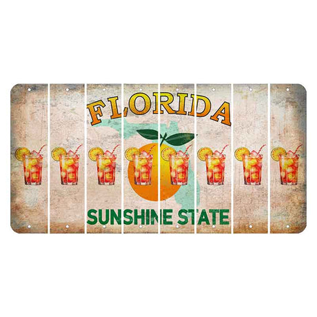 Florida Citrus Orange Cut License Plate Strips (Set of 8) Cocktail