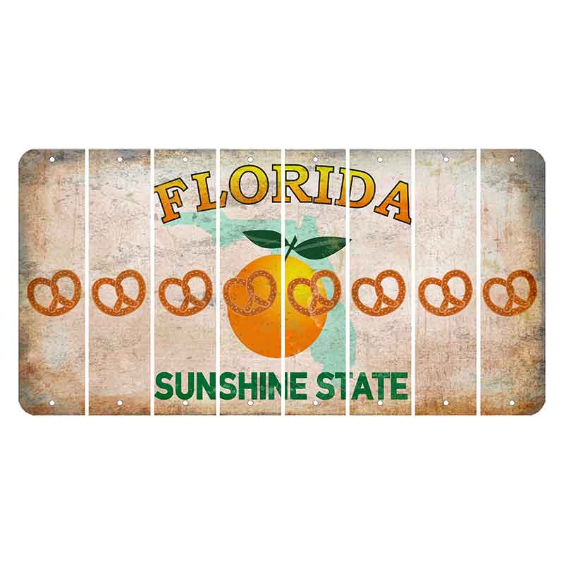 Florida Citrus Orange Cut License Plate Strips (Set of 8) Pretzel