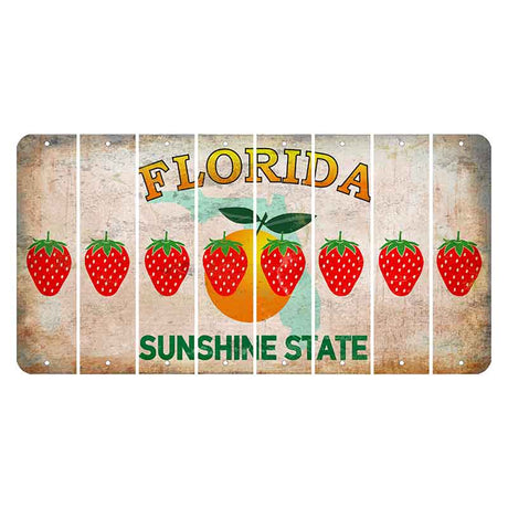Florida Citrus Orange Cut License Plate Strips (Set of 8) Strawberry