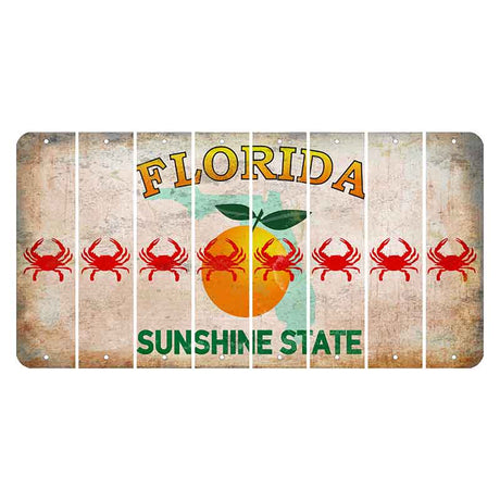 Florida Citrus Orange Cut License Plate Strips (Set of 8) Crab