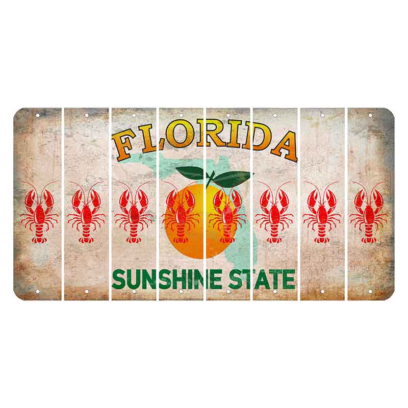 Florida Citrus Orange Cut License Plate Strips (Set of 8) Lobster