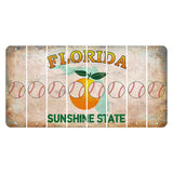 Florida Citrus Orange Cut License Plate Strips (Set of 8) Baseball