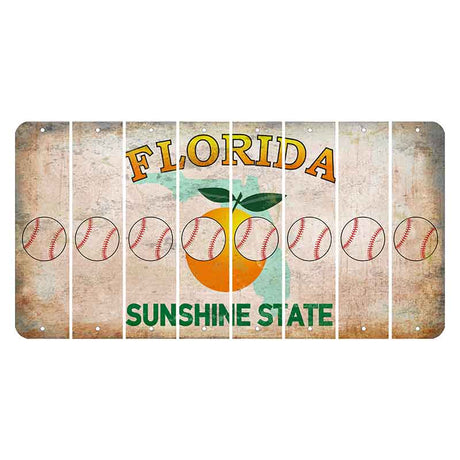 Florida Citrus Orange Cut License Plate Strips (Set of 8) Baseball