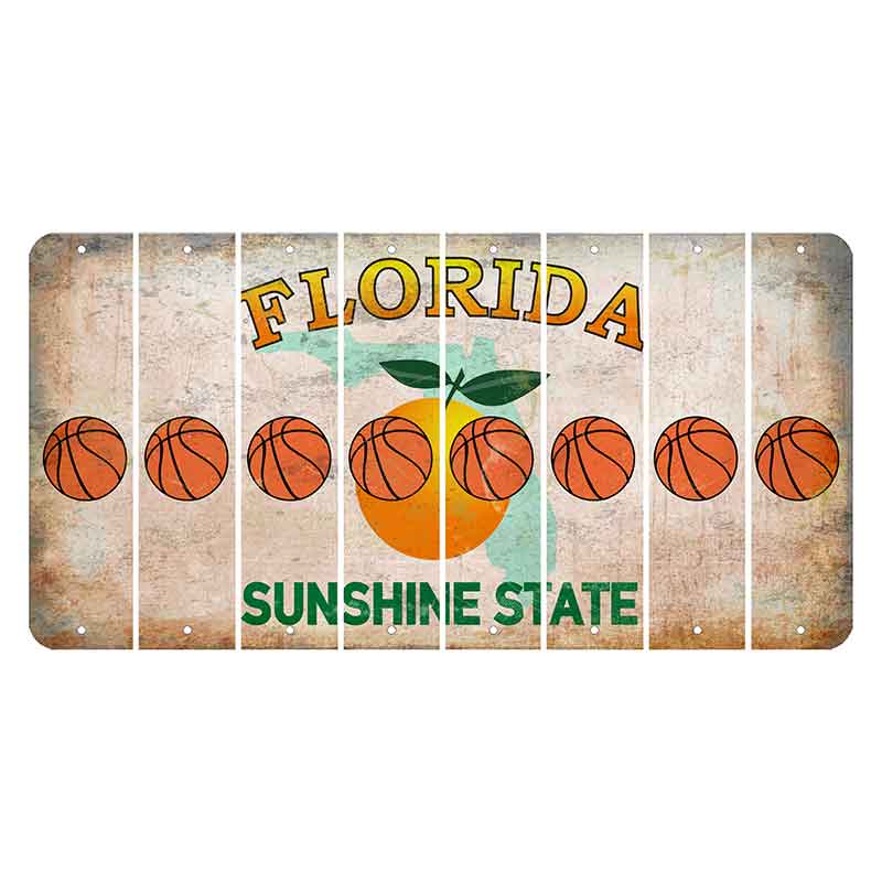 Florida Citrus Orange Cut License Plate Strips (Set of 8) Basketball