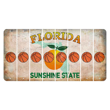 Florida Citrus Orange Cut License Plate Strips (Set of 8) Basketball