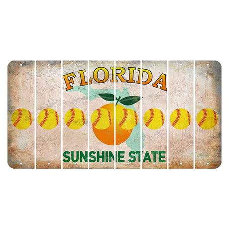 Florida Citrus Orange Cut License Plate Strips (Set of 8) Softball
