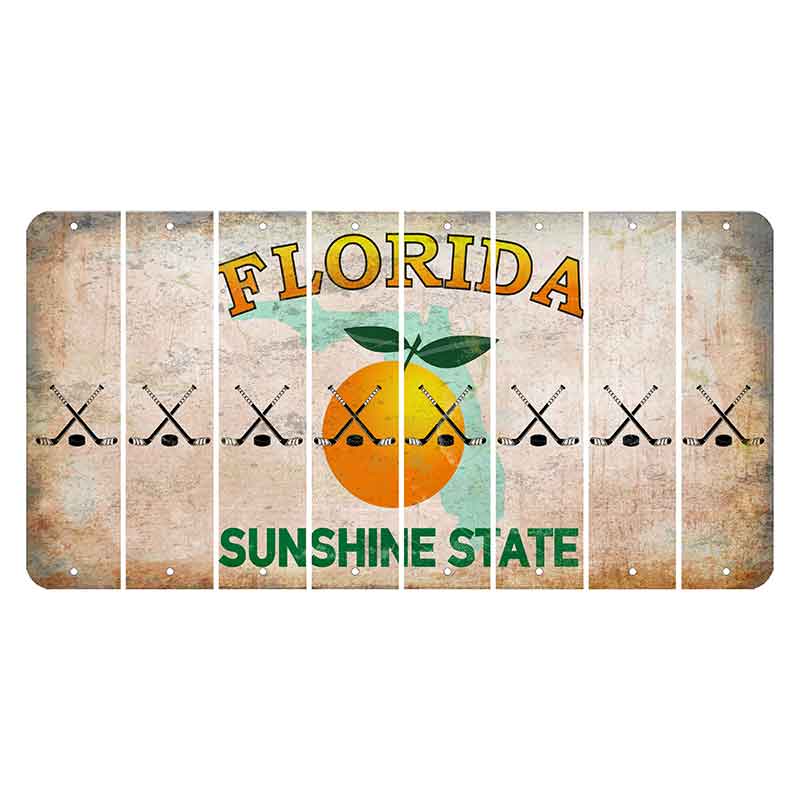 Florida Citrus Orange Cut License Plate Strips (Set of 8) Hockey