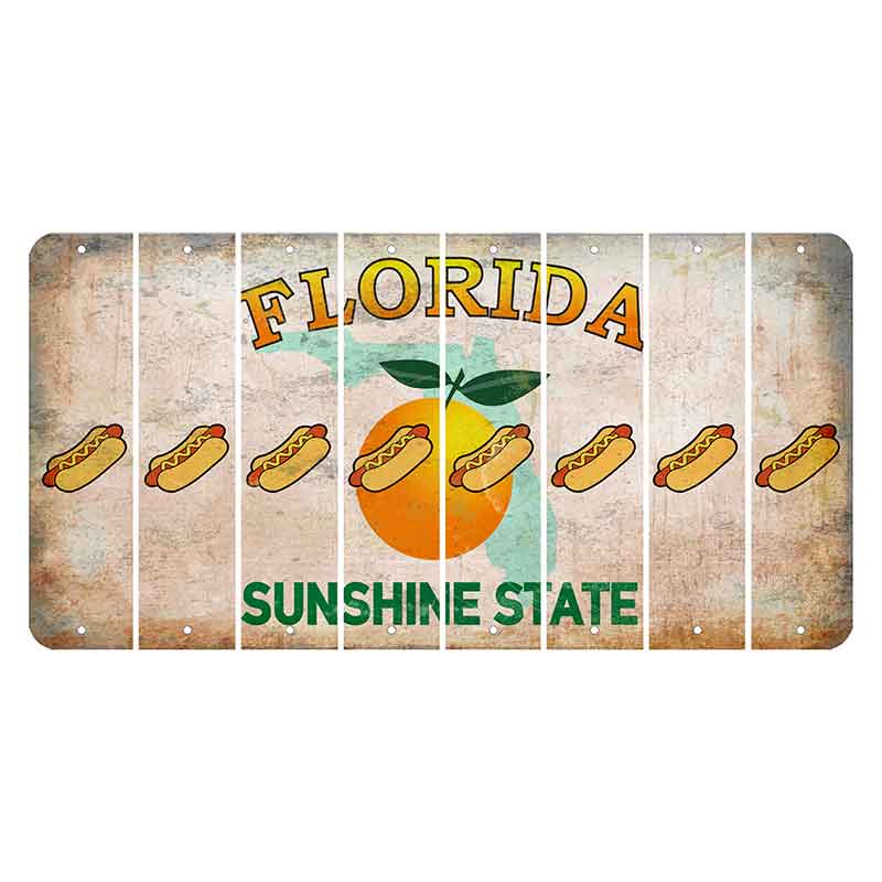Florida Citrus Orange Cut License Plate Strips (Set of 8) Hotdog