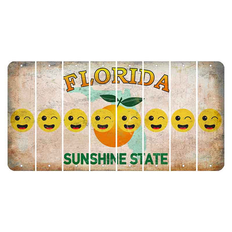 Florida Citrus Orange Cut License Plate Strips (Set of 8) Emoji - Winking
