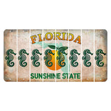 Florida Citrus Orange Cut License Plate Strips (Set of 8) Seahorse