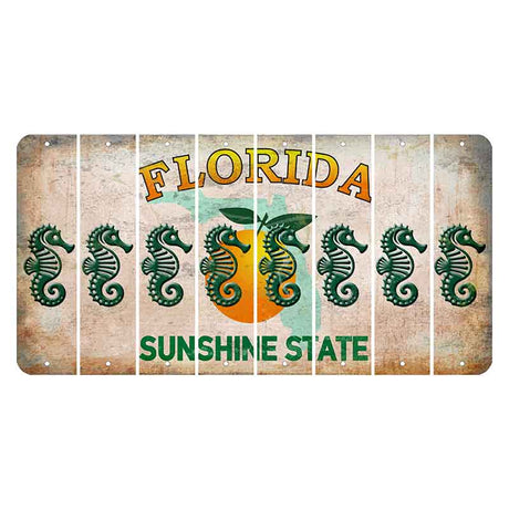 Florida Citrus Orange Cut License Plate Strips (Set of 8) Seahorse