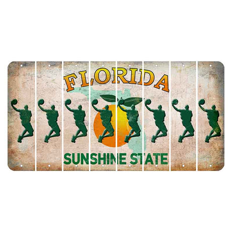 Florida Citrus Orange Cut License Plate Strips (Set of 8) Basketball Player