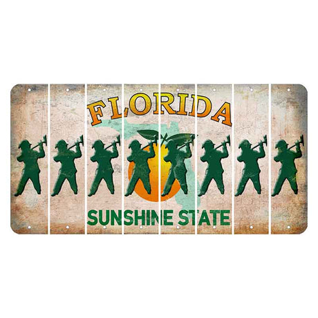 Florida Citrus Orange Cut License Plate Strips (Set of 8) Fireman with Axe
