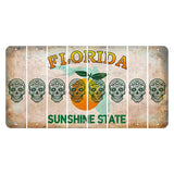 Florida Citrus Orange Cut License Plate Strips (Set of 8) Sugar Skull
