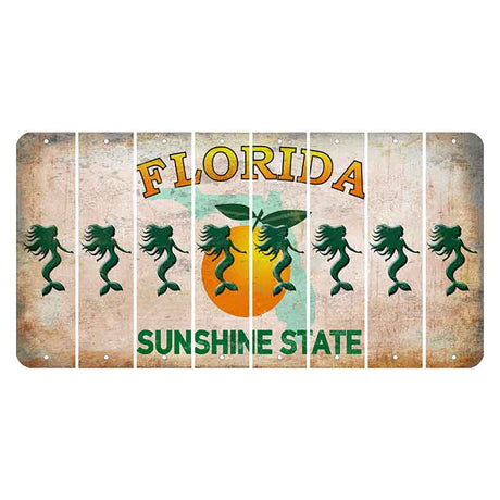 Florida Citrus Orange Cut License Plate Strips (Set of 8) Mermaid