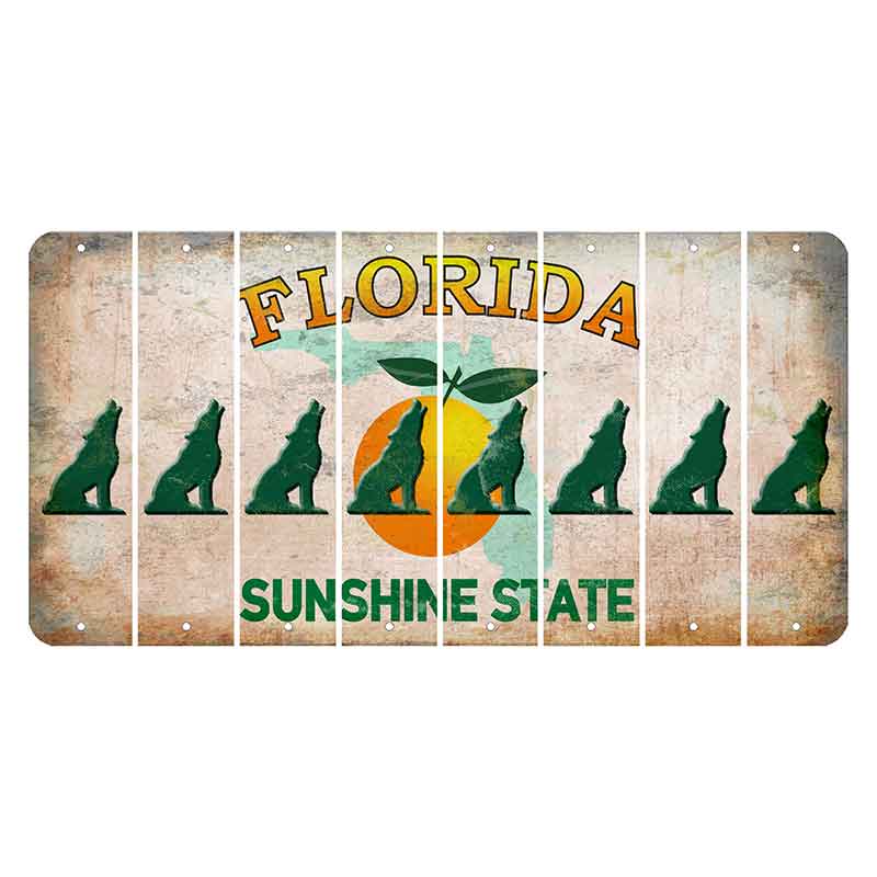 Florida Citrus Orange Cut License Plate Strips (Set of 8) Howling Wolf