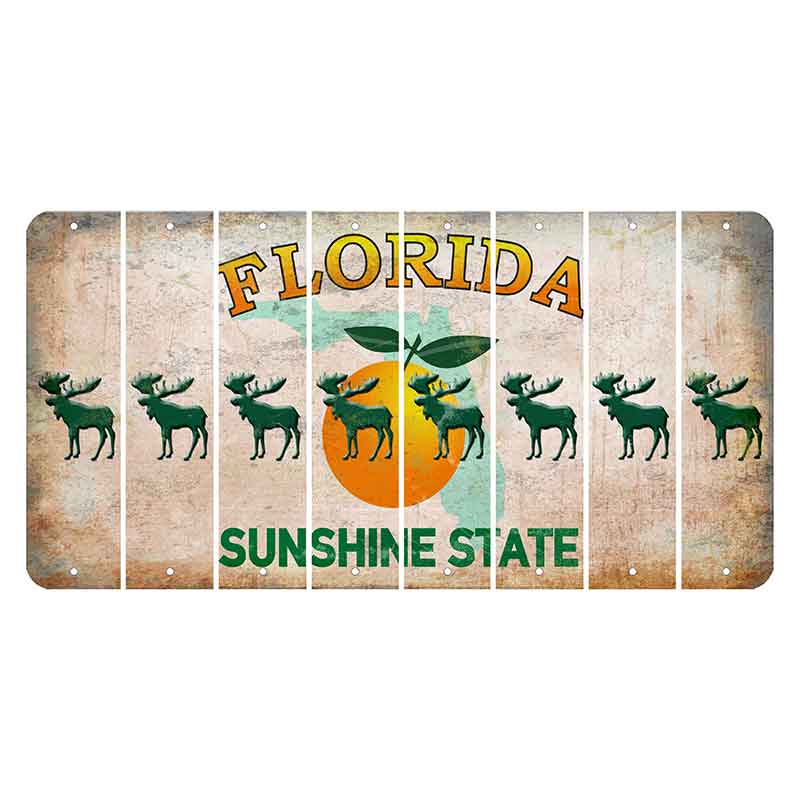 Florida Citrus Orange Cut License Plate Strips (Set of 8) Moose