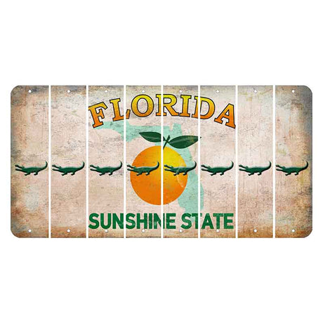 Florida Citrus Orange Cut License Plate Strips (Set of 8) Alligator
