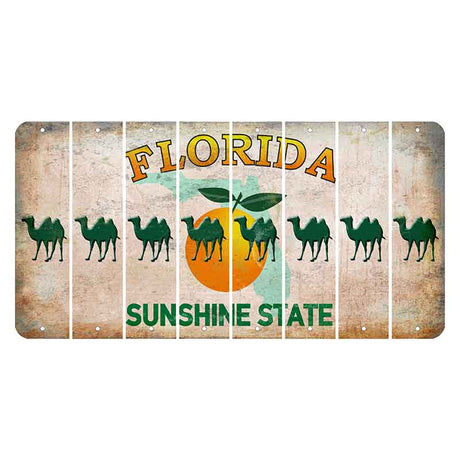 Florida Citrus Orange Cut License Plate Strips (Set of 8) Camel