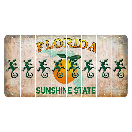 Florida Citrus Orange Cut License Plate Strips (Set of 8) Gecko