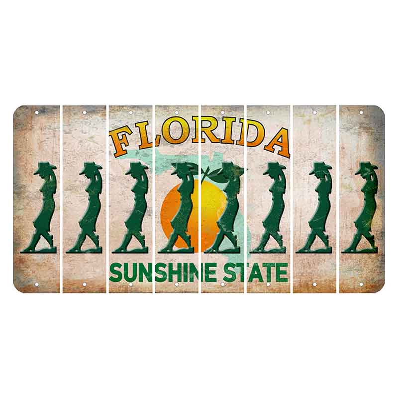 Florida Citrus Orange Cut License Plate Strips (Set of 8) Cowgirl - Leaning