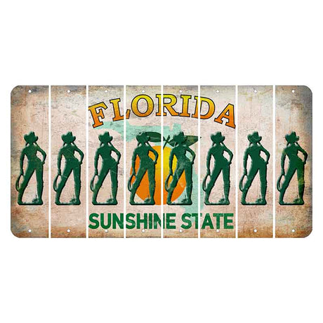 Florida Citrus Orange Cut License Plate Strips (Set of 8) Cowgirl