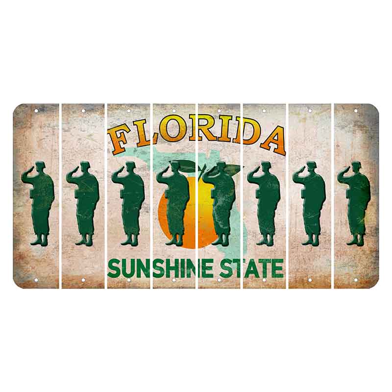Florida Citrus Orange Cut License Plate Strips (Set of 8) Soldier - Saluting