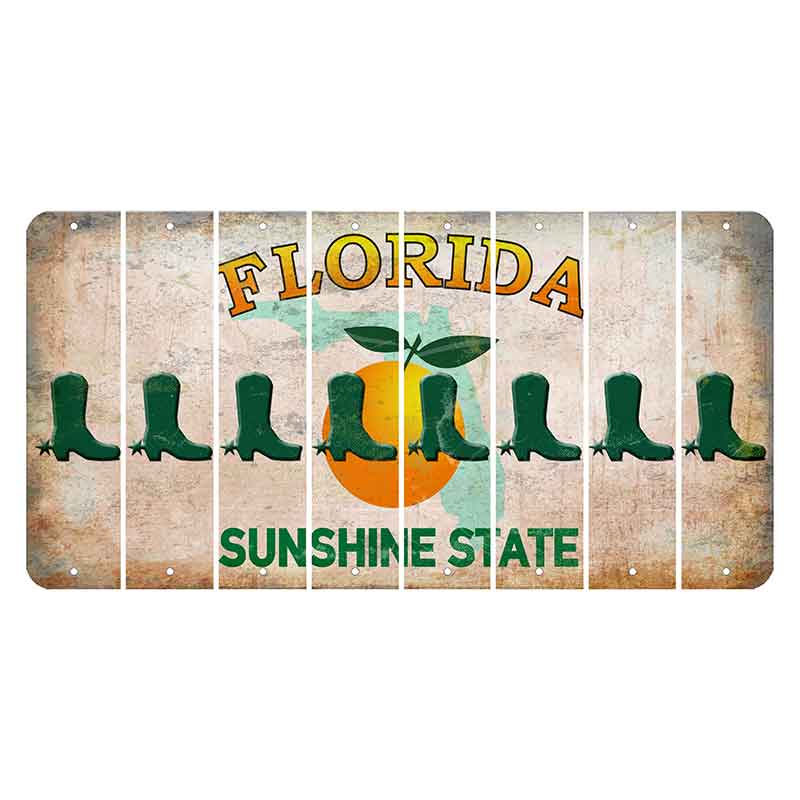 Florida Citrus Orange Cut License Plate Strips (Set of 8) Cowboy Boot