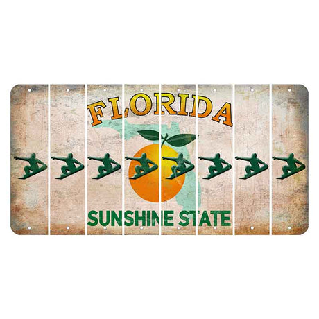 Florida Citrus Orange Cut License Plate Strips (Set of 8) Snowboarder