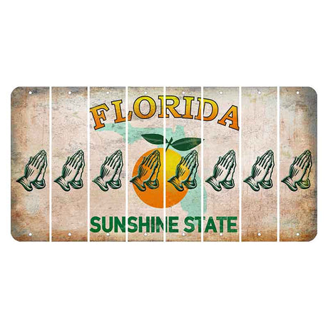 Florida Citrus Orange Cut License Plate Strips (Set of 8) Praying Hands