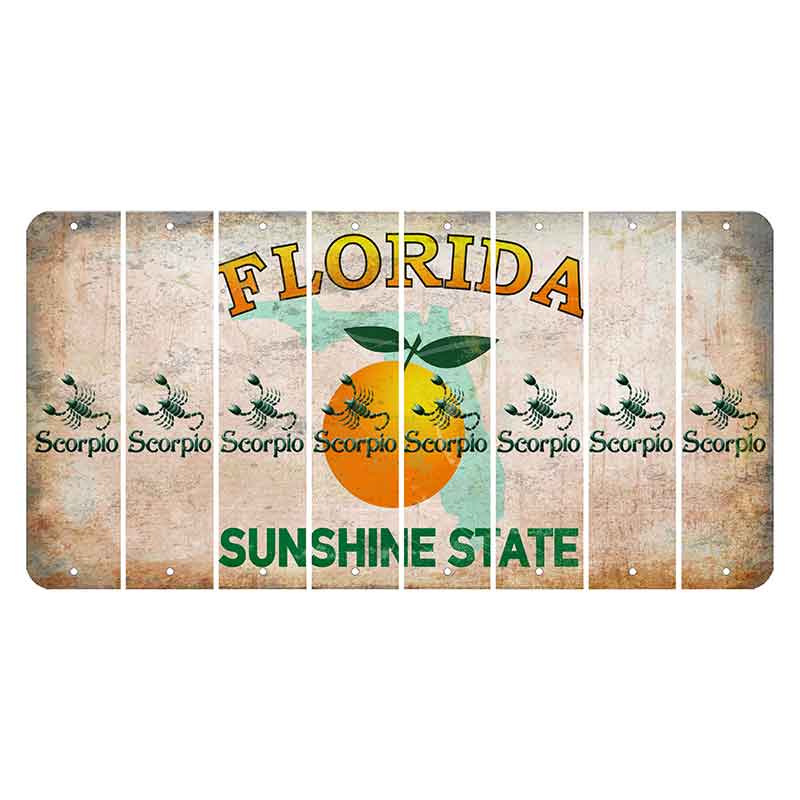 Florida Citrus Orange Cut License Plate Strips (Set of 8) Zodiac Sign - Scorpio