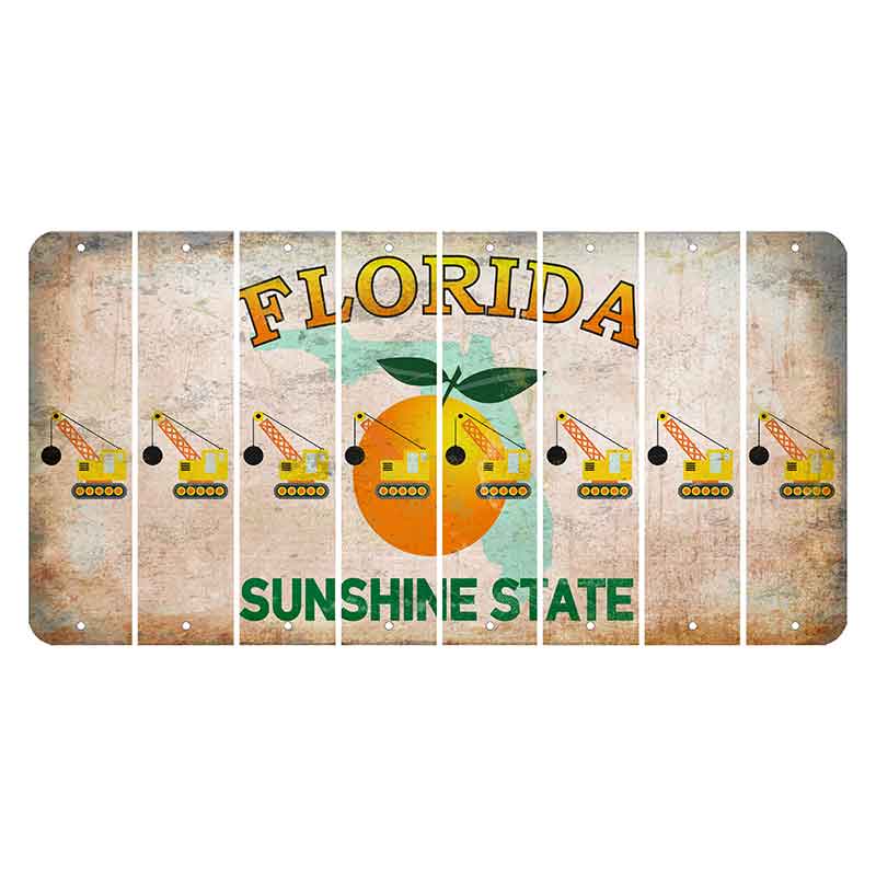 Florida Citrus Orange Cut License Plate Strips (Set of 8) Wrecking Ball Crane