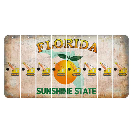 Florida Citrus Orange Cut License Plate Strips (Set of 8) Wrecking Ball Crane