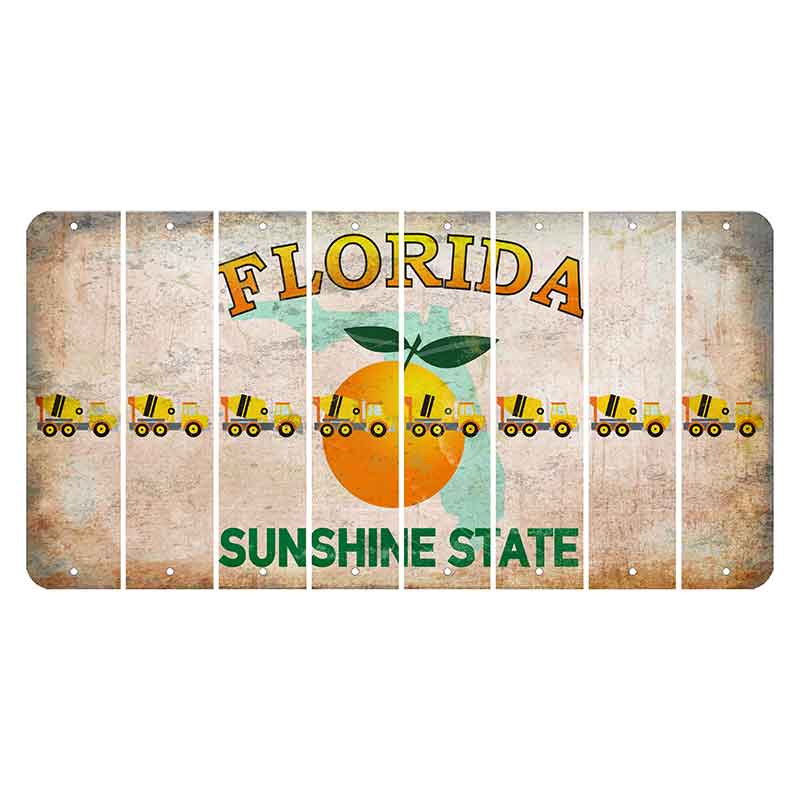 Florida Citrus Orange Cut License Plate Strips (Set of 8) Cement Truck