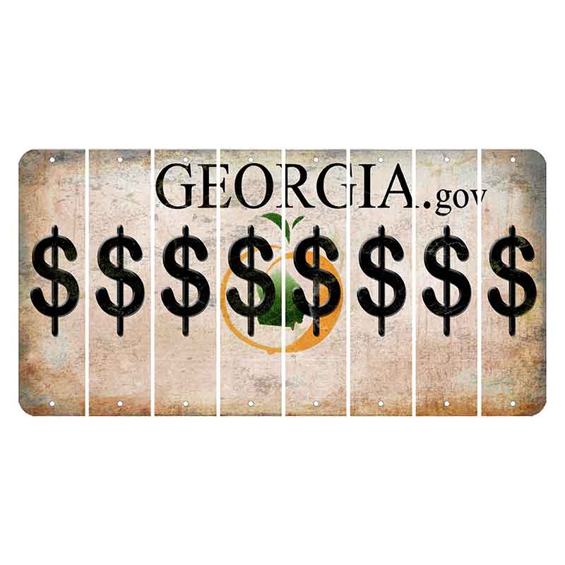 Georgia.gov Cut License Plate Strips (Set of 8) Dollar Sign