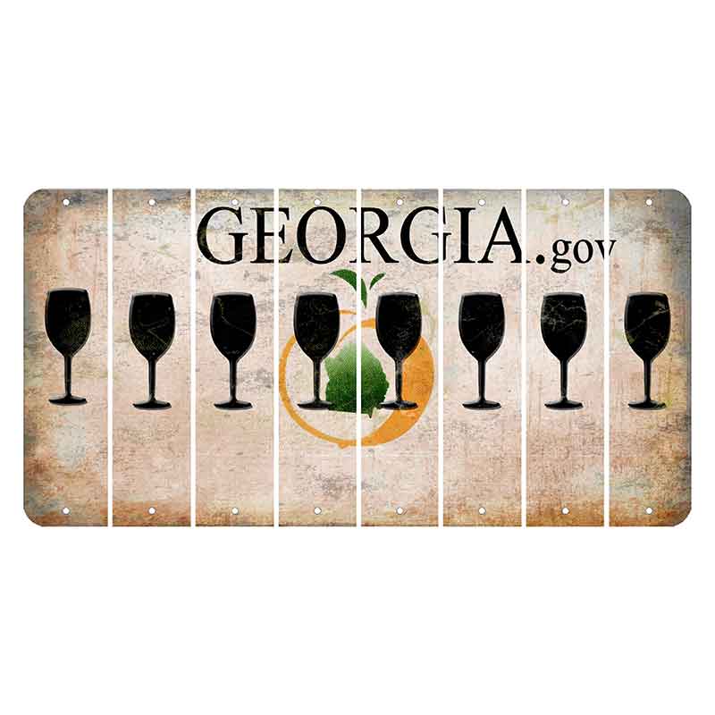 Georgia.gov Cut License Plate Strips (Set of 8) Wine Glass