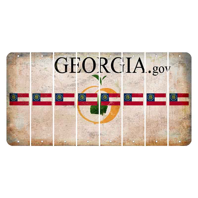 Georgia.gov Cut License Plate Strips (Set of 8) State Flag