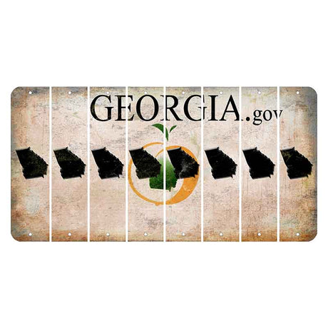 Georgia.gov Cut License Plate Strips (Set of 8) State Silhouette