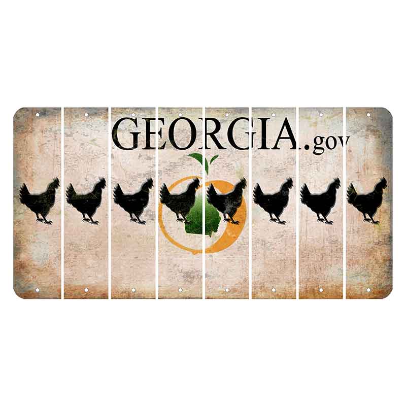 Georgia.gov Cut License Plate Strips (Set of 8) Chicken